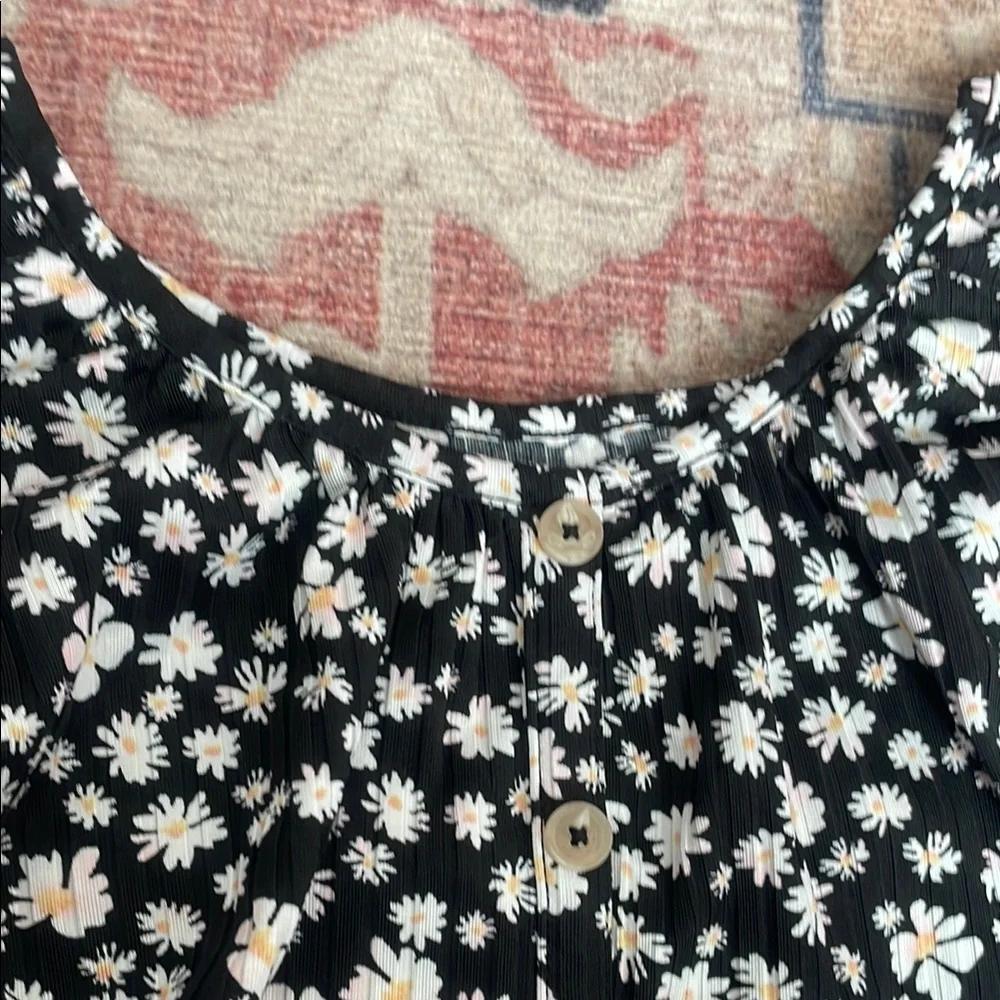 Justice Black and White Floral Kids Blouse